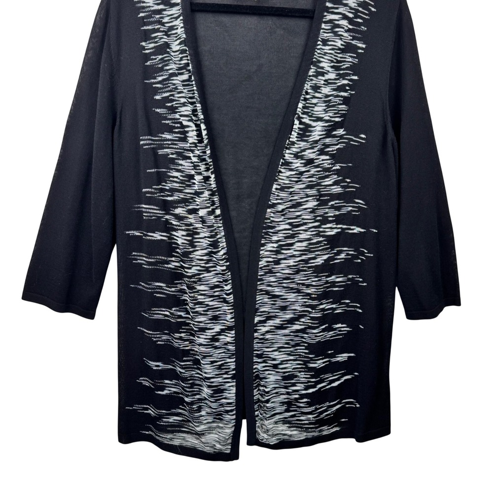 Chicos Travelers Cardigan Womens 2 Large Black White Abstract Open Front - Picture 2 of 9
